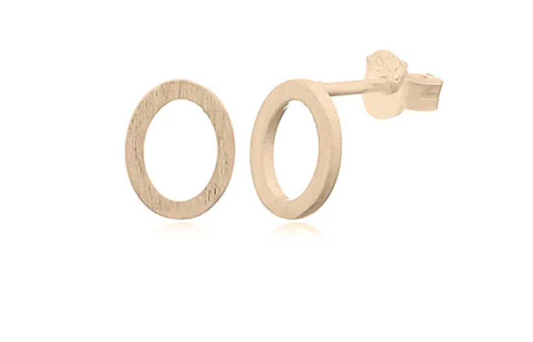 Open Oval Stud Earrings, Gold Plated