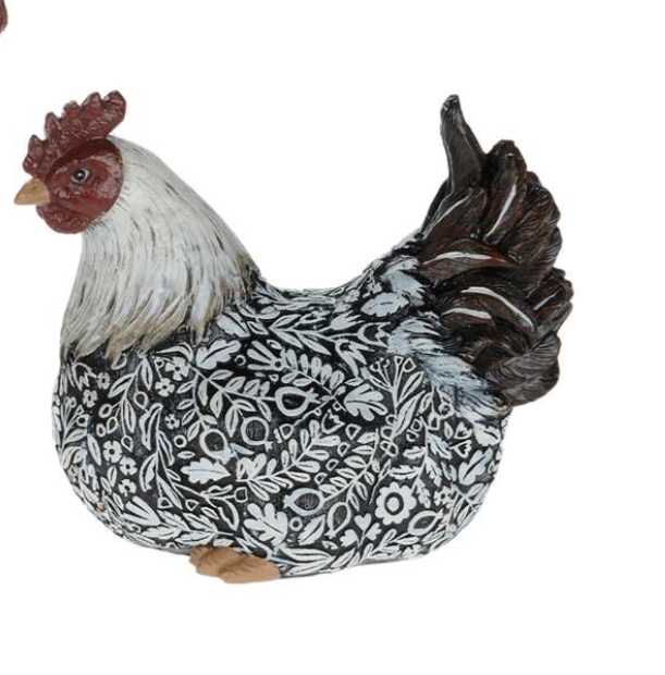 Flowery Hen and Rooster