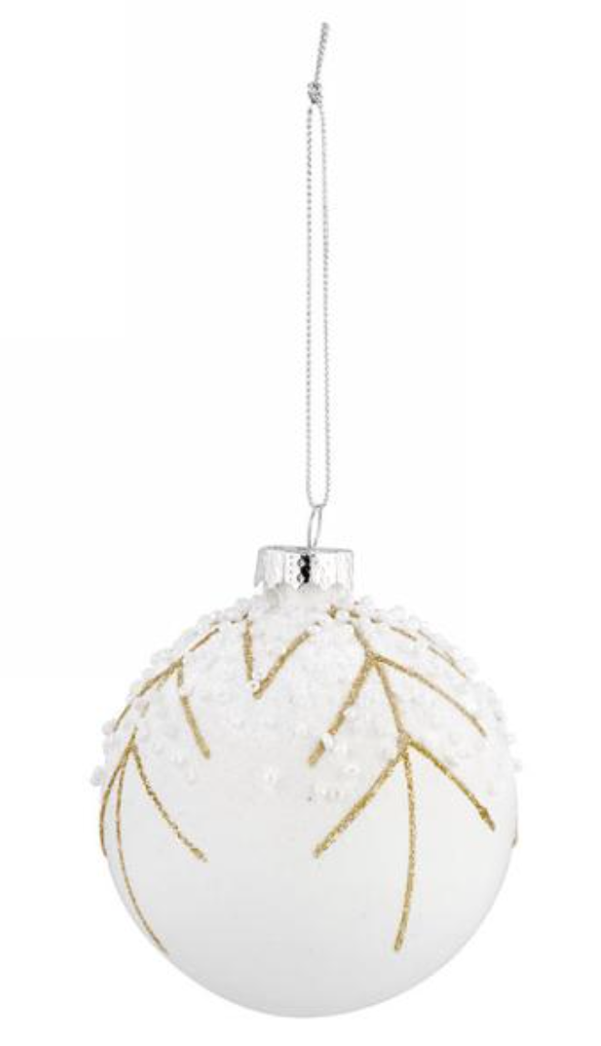 White and Gold Ball Ornament
