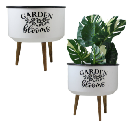 Garden Blooms Metal Planter