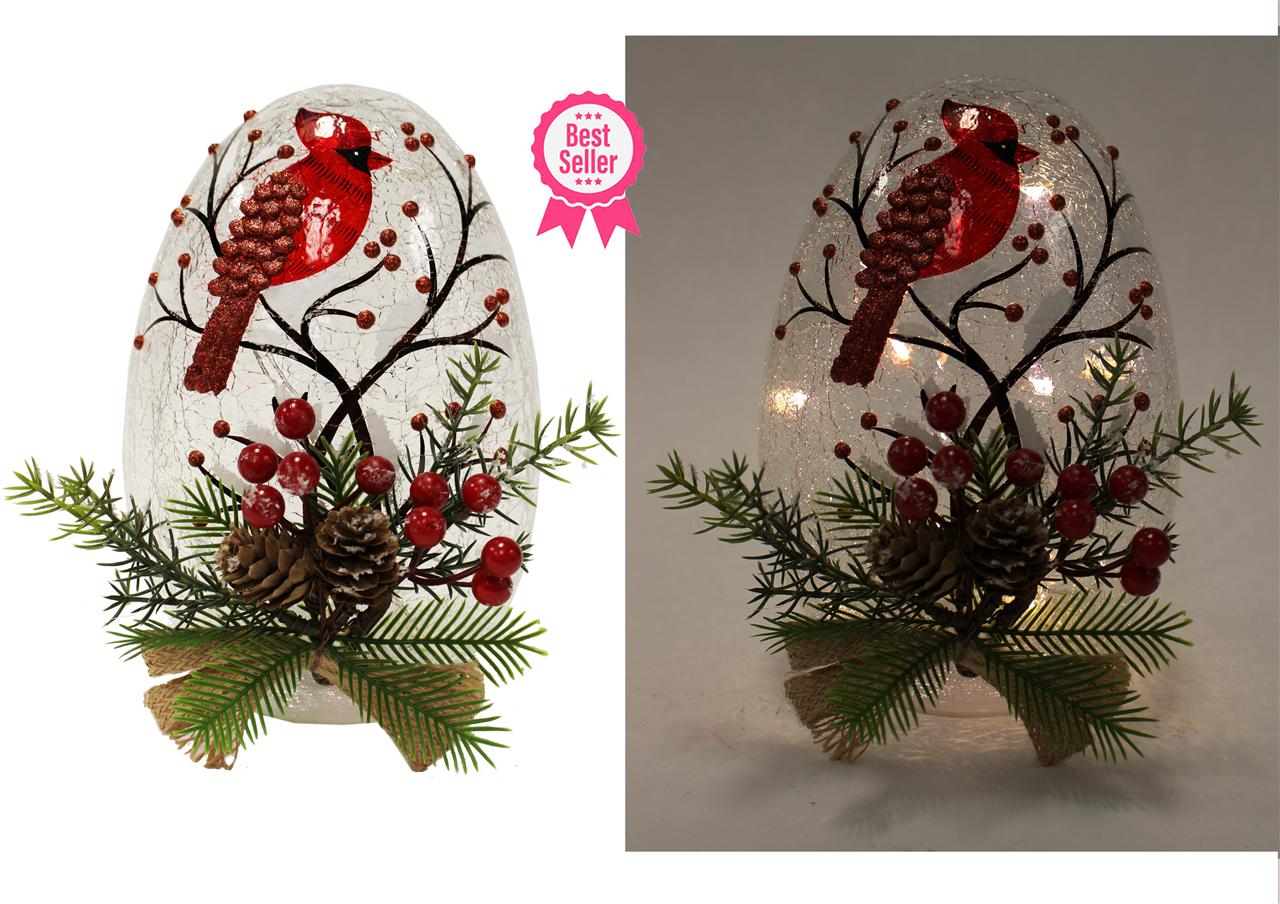 Cardinal Oval Glass Lamp