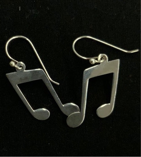 Music Note Earrings in Sterling Silver