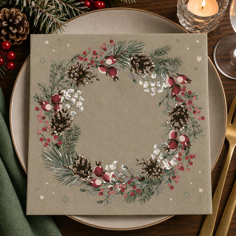 Holiday Paper Napkins: Wreath