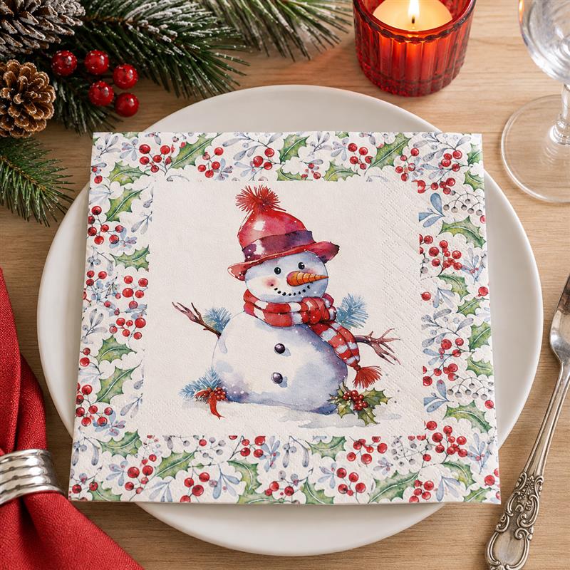 Holiday Paper Napkins: Snowman