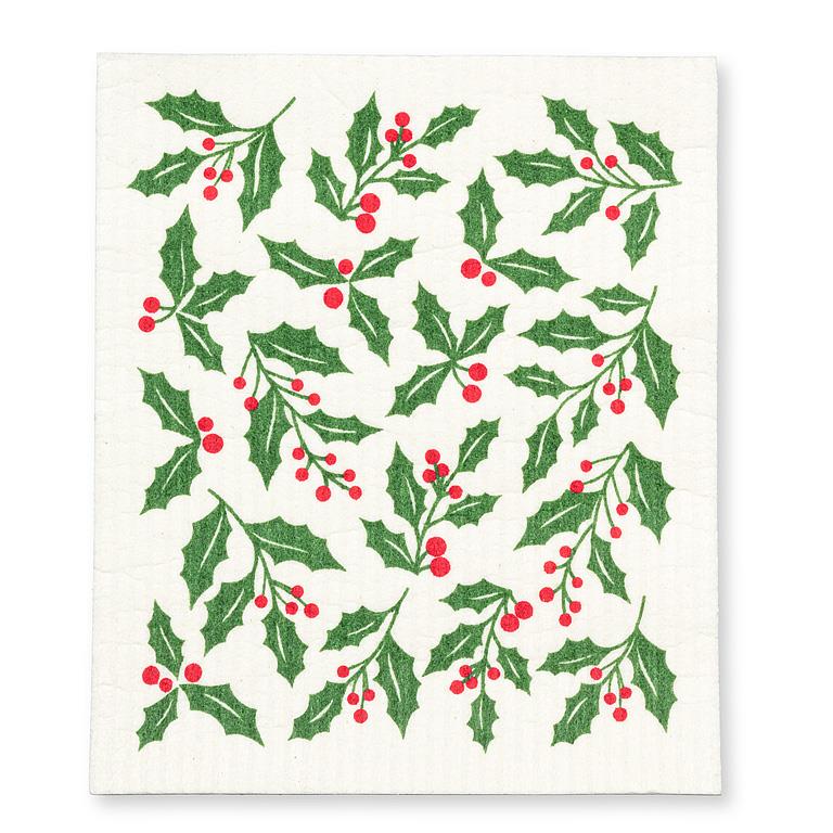Holly Dishcloth and Kitchen Towel Set