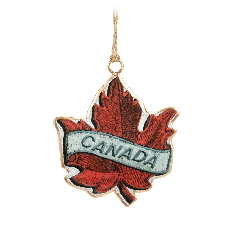 Double-Sided Ornament-Maple Leaf with Canada