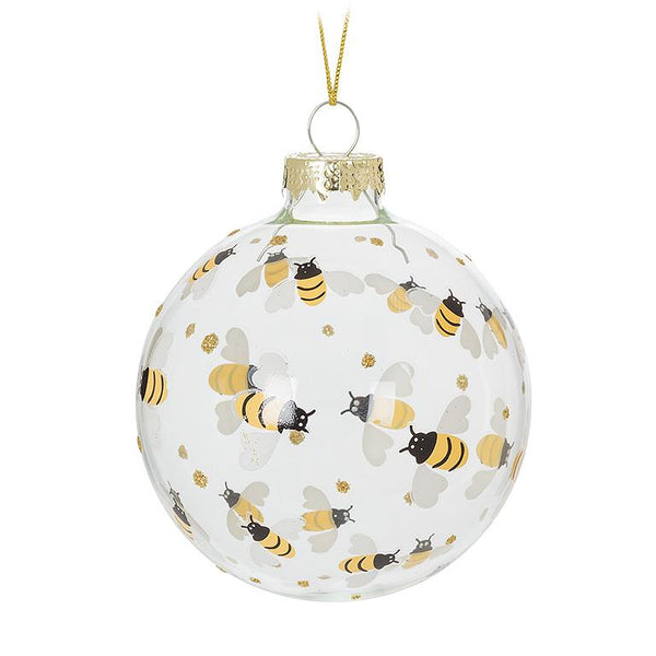 Buzzing Bee Glass Ornament