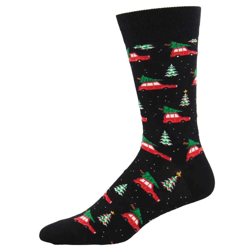 Christmas Cars Black Socks