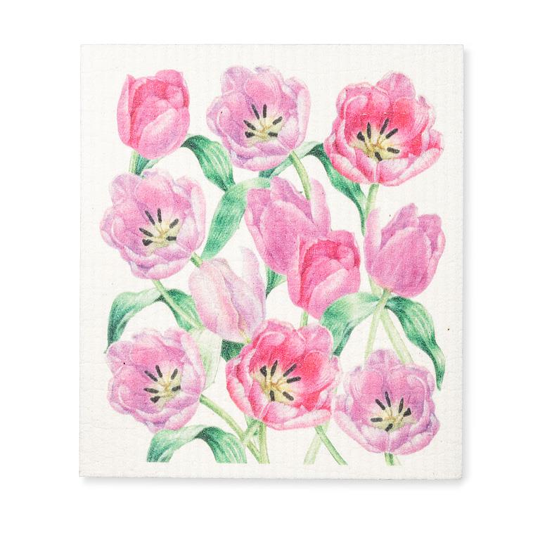 Pink Tulips Swedish Dishcloth