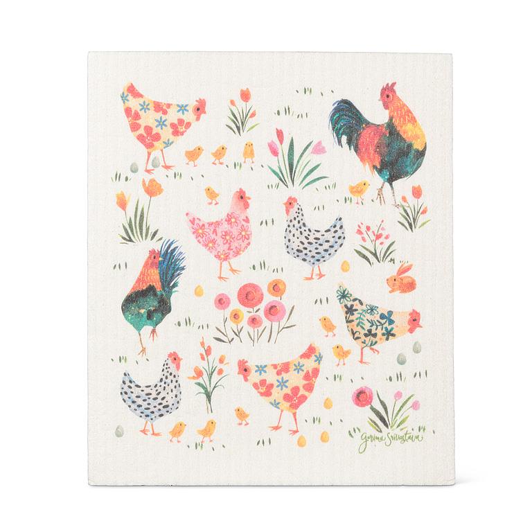 Roosters & Hens Swedish Dish Cloth