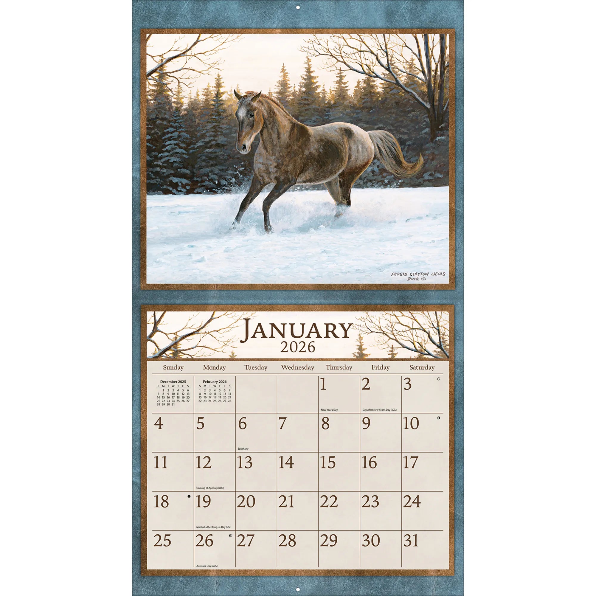 Lang Calendar: Horses in the Mist 2026