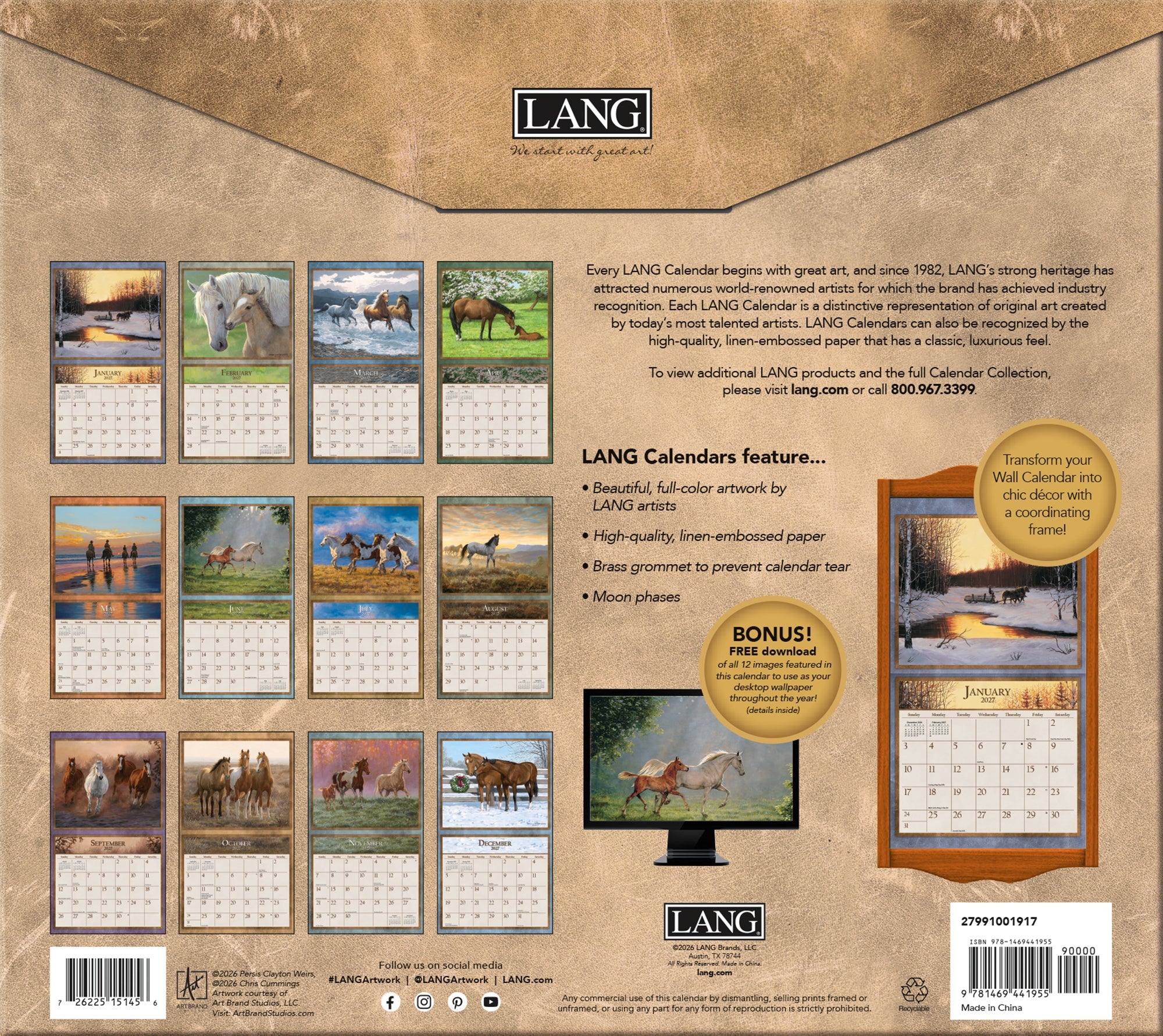 2027 Lang Calendar: Horses in the Mist