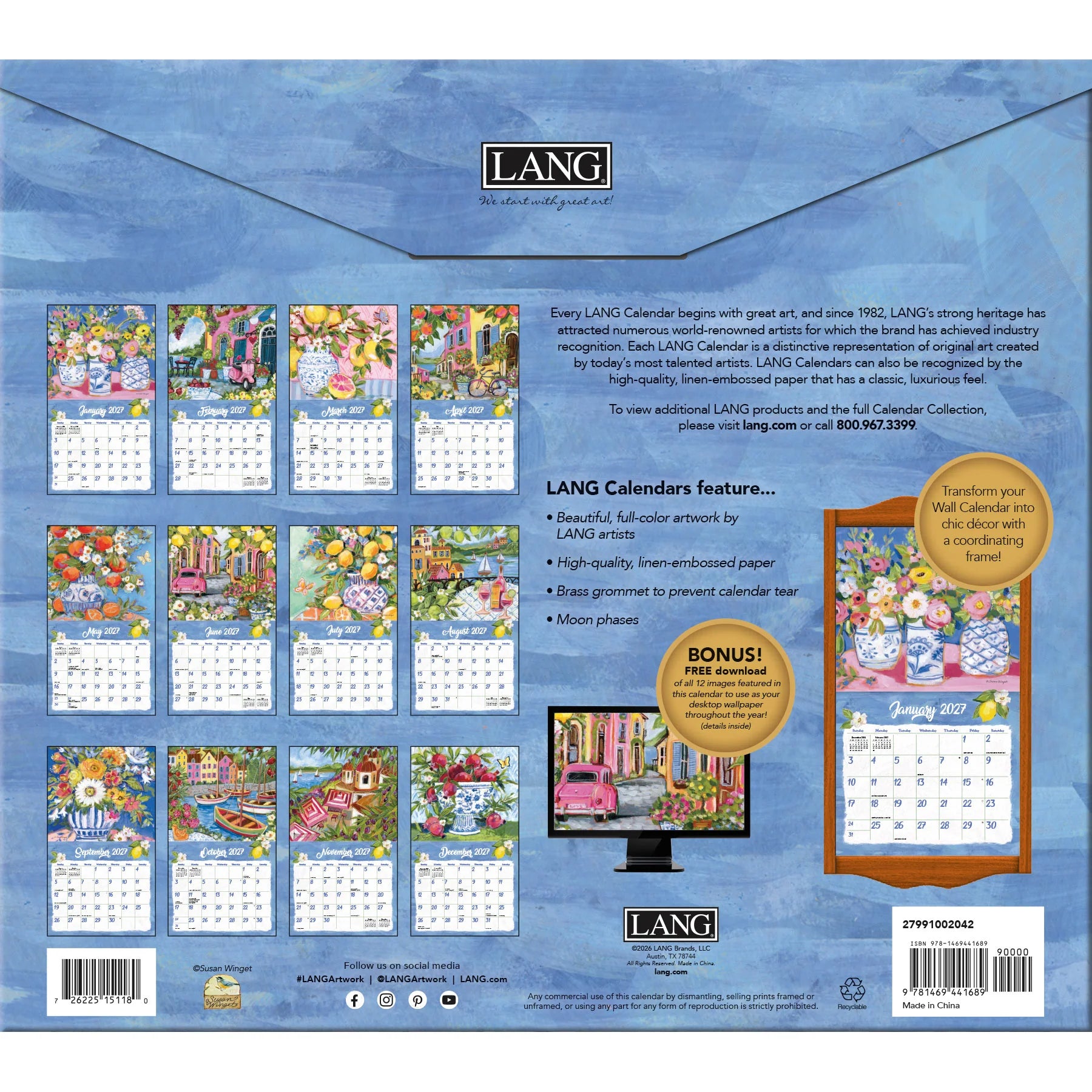 2027 Lang Calendar: Ciao Bella