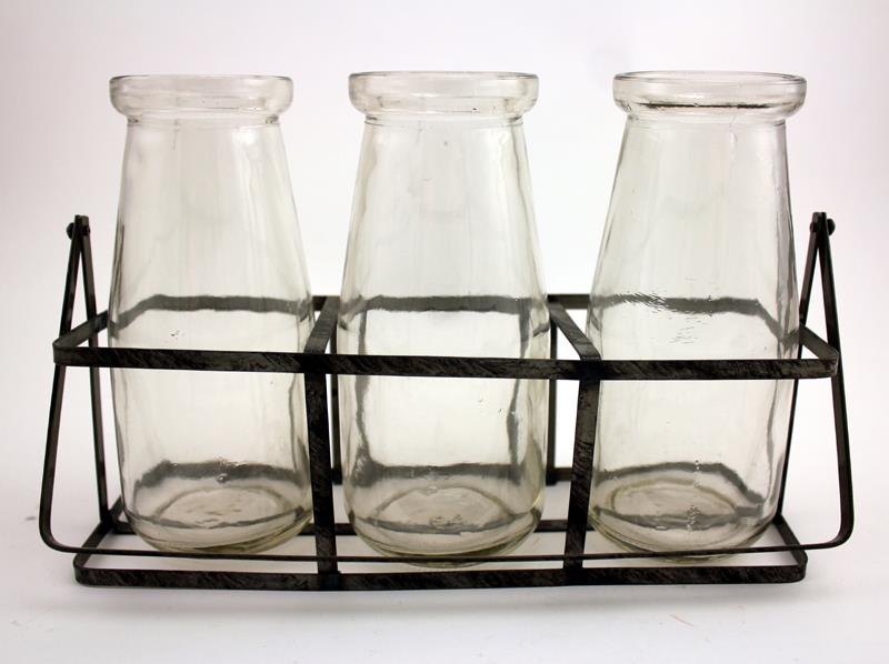 Milk Bottle Vases-Set of Three