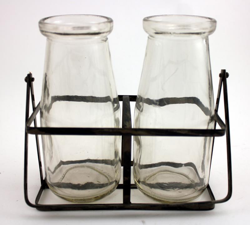 Milk Bottle Vases-Set of Two