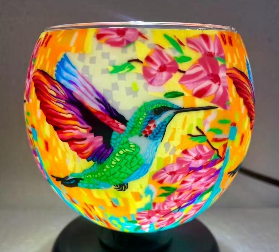 Claymaster Light Glass Globe-Colourful Hummingbird