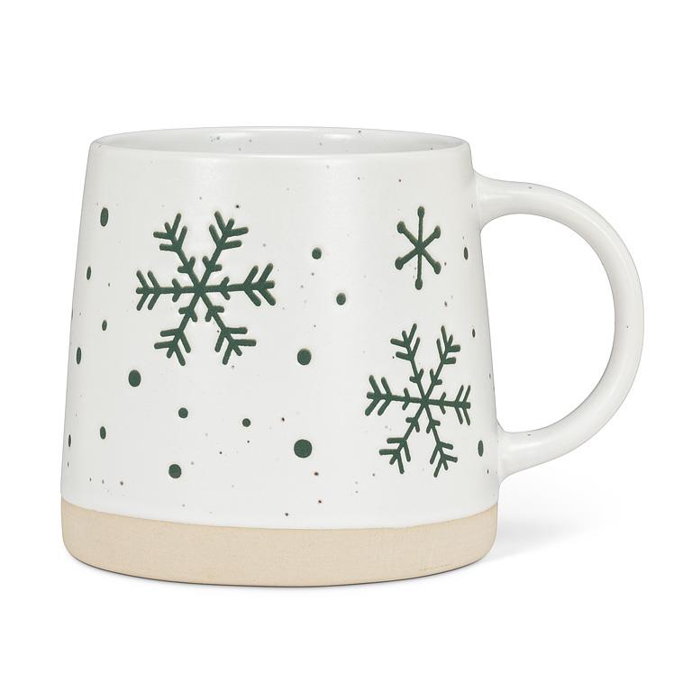 Wide Base Artisan Mug with Snowflakes