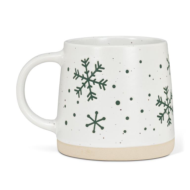 Wide Base Artisan Mug with Snowflakes