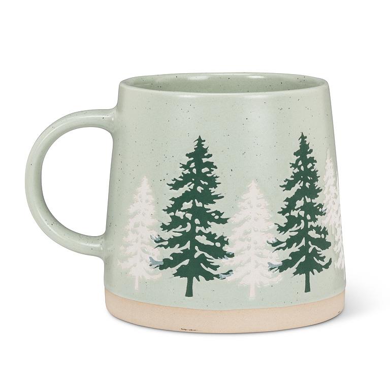 Wide Base Mug with Pine Trees