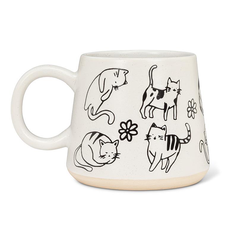 Oversized Mug with Cat Drawings