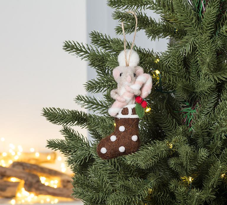 Mouse in Stocking Ornament