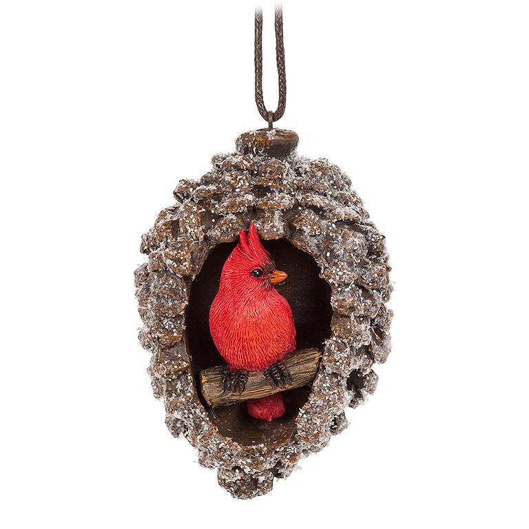 Bird in Pinecone Ornament