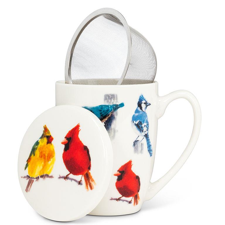 North American Birds Covered Mug and Strainer