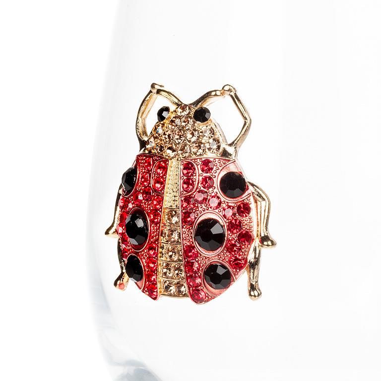 Stemless Wine Glass with Jewel Ladybug