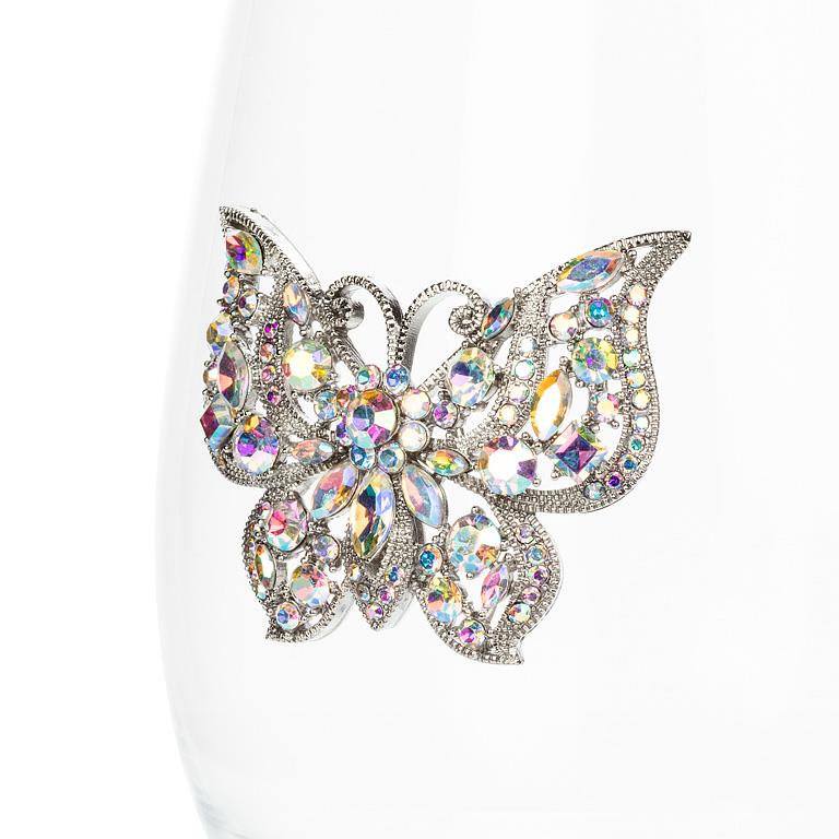Stemless Wine Glass with Jewelled Butterfly