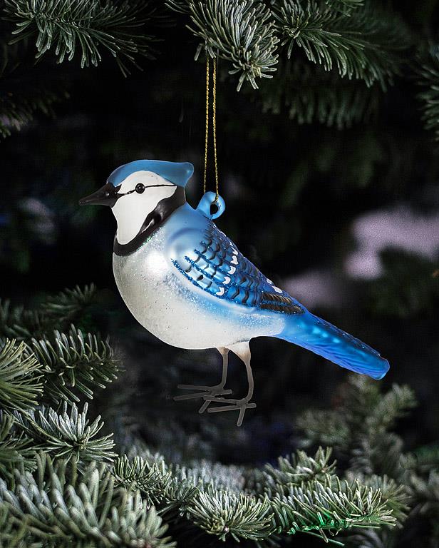 Glass Blue Jay Ornament