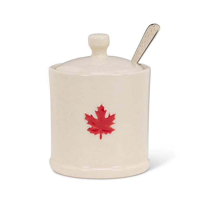 Covered Jam Jar with Maple Leaf Crest