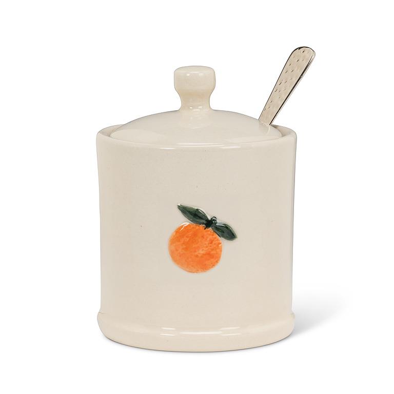 Covered Jam Jar with Orange Crest