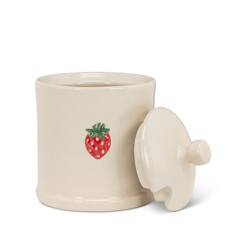 Covered Jam Jar with Strawberry Crest