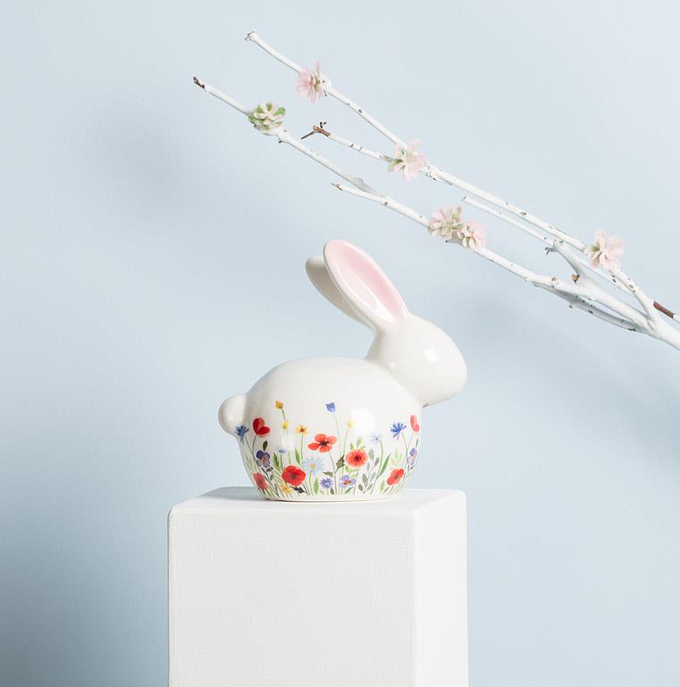 Floral Crouched Bunny