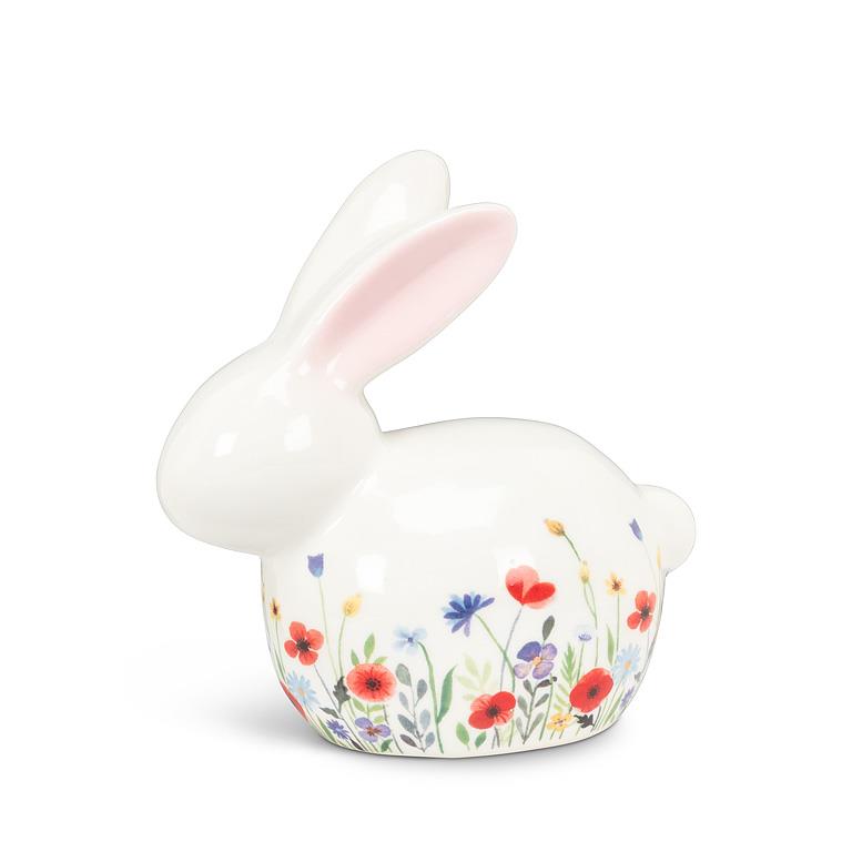 Floral Crouched Bunny