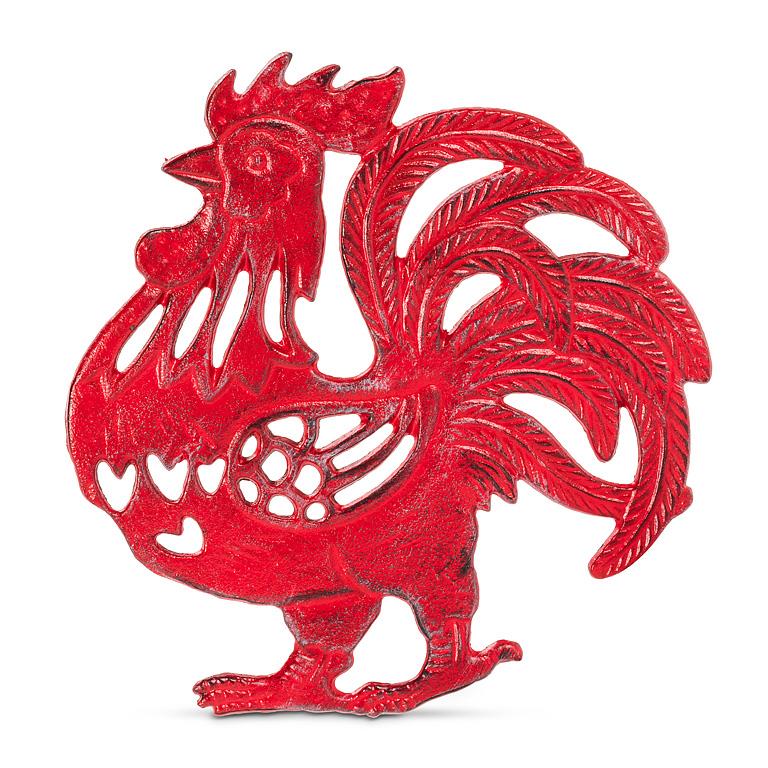 Cast Iron Red Rooster Trivet