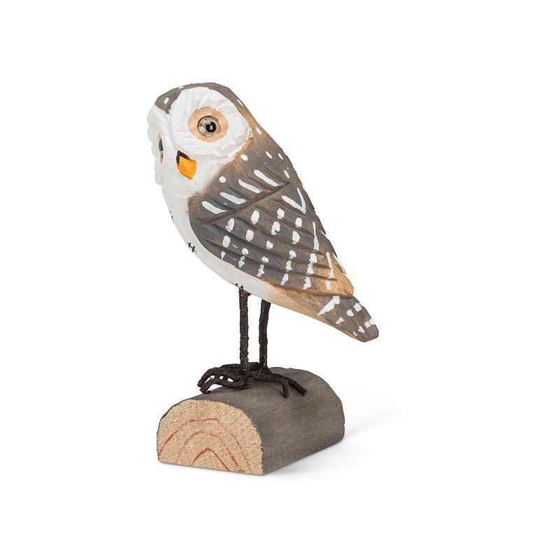 Carved Brown Owl On A log