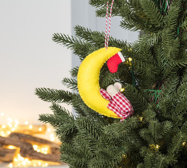 Baby Mouse on Moon Ornament