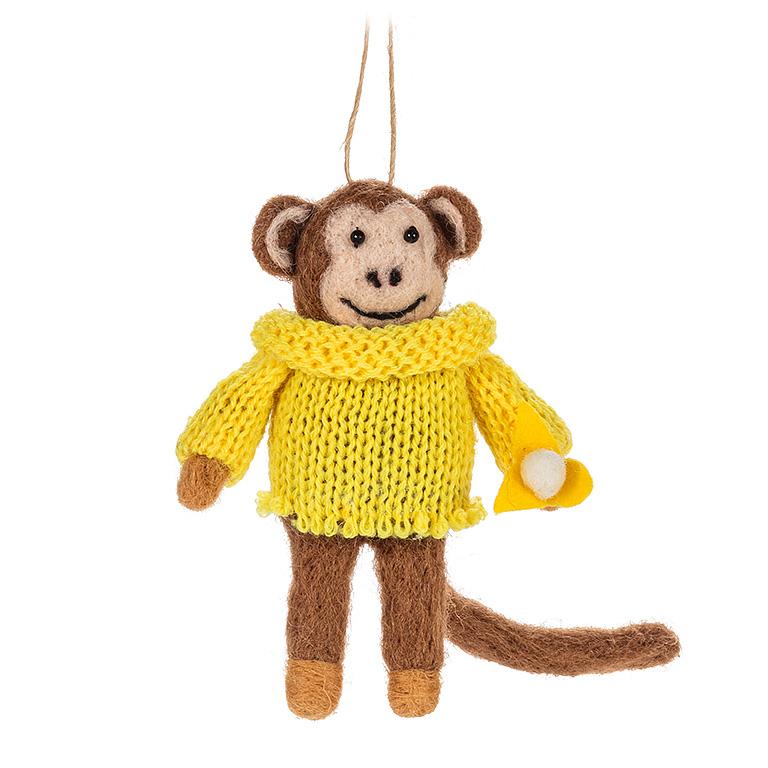 Monkey in Yellow Sweater Ornament