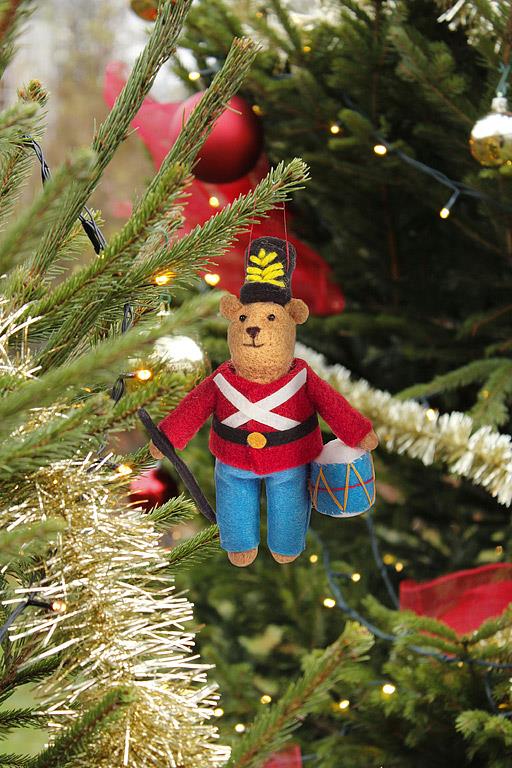 Soldier Bear with Drum Ornament