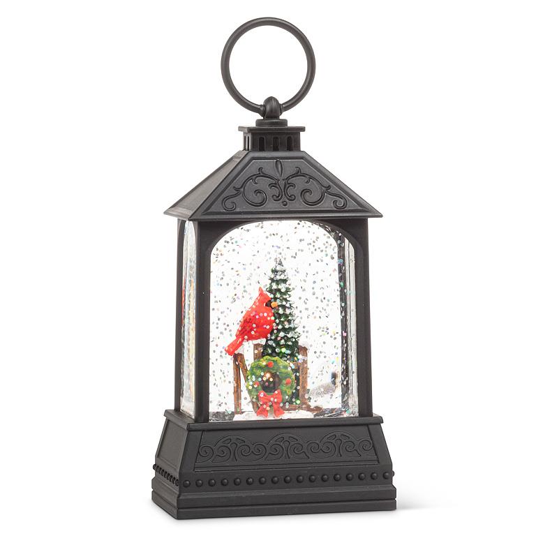 Small Snow Globe-Cardinal in an Evergreen Tree