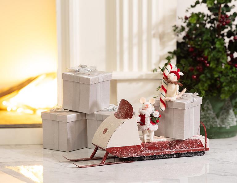 Holiday Mouse with Hat and Candy Cane