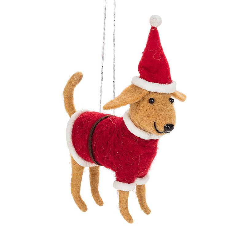 Dog in Santa Suit Ornament