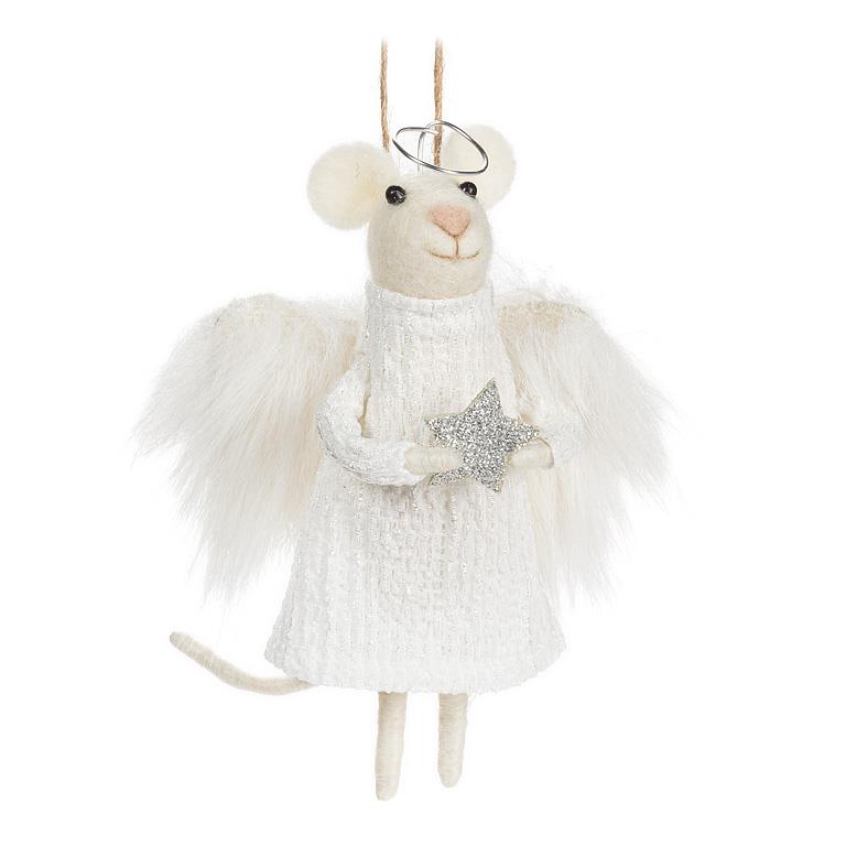 Angel Mouse with Furry Wings Ornament