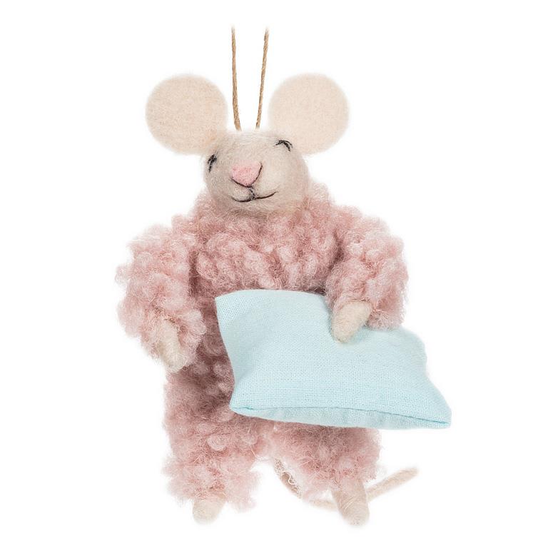 Mouse in Fuzzy PJ's Ornament