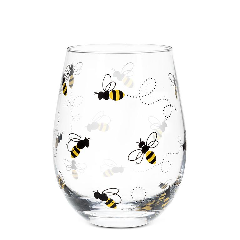 Busy Bee Stemless Wine Glass