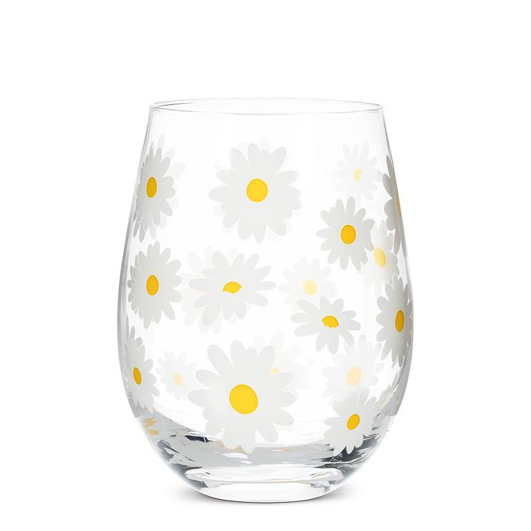 Daisy Stemless Wine Glass