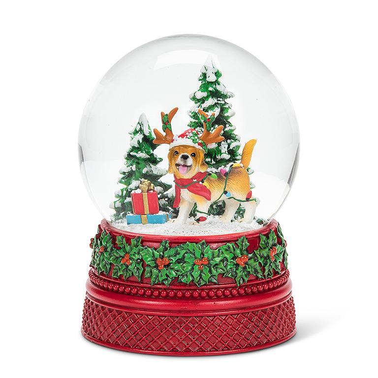 Holiday Dog and Tree Snow Globe