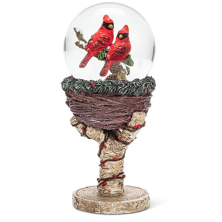 Cardinals in Nest Snow Globe