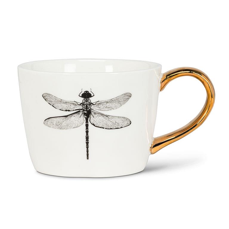 Dragonfly Dish or Mug with Gold Accents